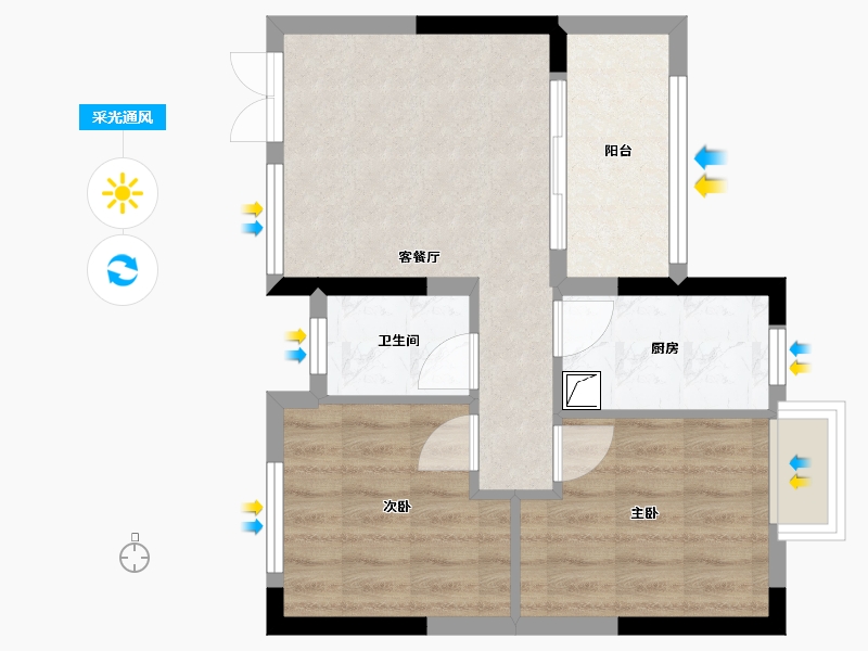 江西省-赣州市-贡江学府-60.00-户型库-采光通风