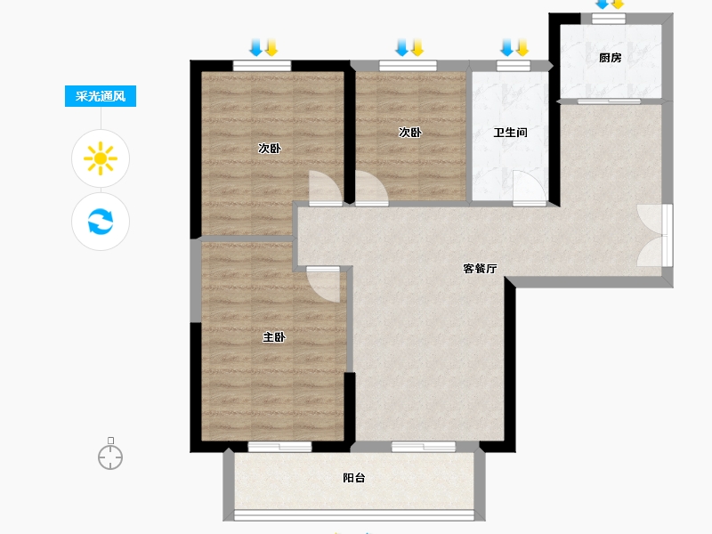 河南省-郑州市-清华大溪地12号院-85.00-户型库-采光通风