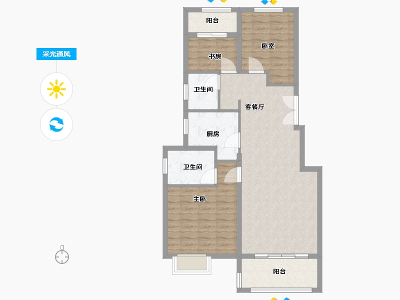 江西省-宜春市-龙山学府-87.00-户型库-采光通风