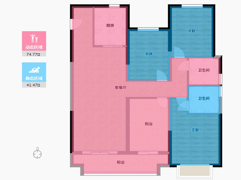 浙江省-台州市-新城京岭·云樾东方-104.00-户型库-动静分区