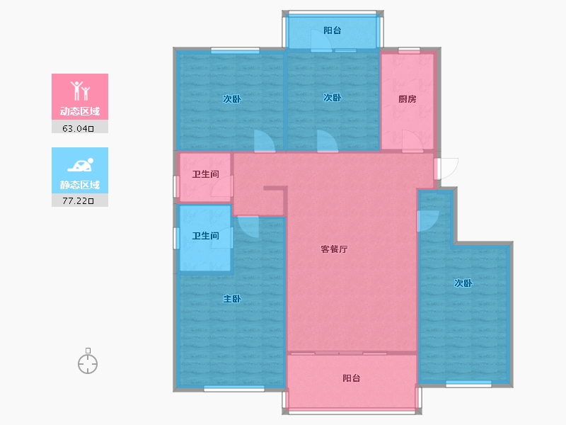 湖南省-长沙市-阳光100国际新城-126.00-户型库-动静分区