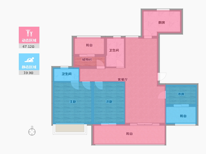 浙江省-舟山市-祥生南山郡-95.85-户型库-动静分区