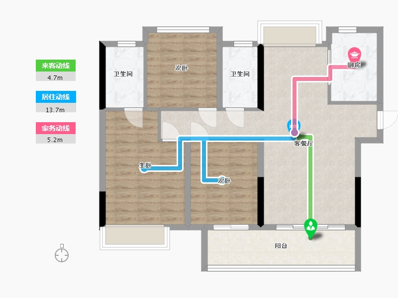 湖南省-长沙市-汉唐世家-90.62-户型库-动静线