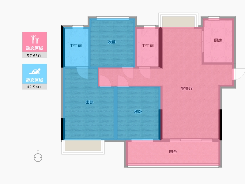 湖南省-长沙市-汉唐世家-90.62-户型库-动静分区