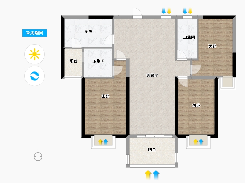 江西省-九江市-九江碧桂园-105.00-户型库-采光通风