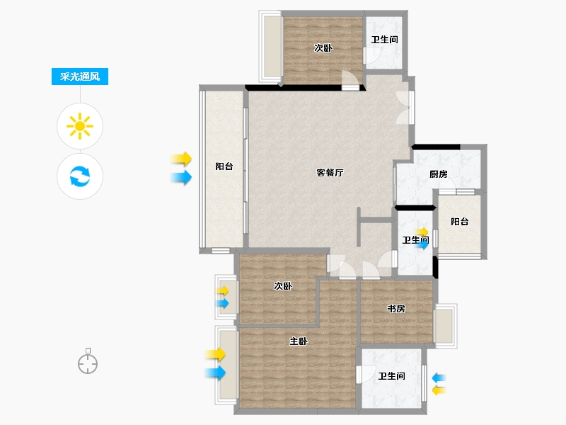 四川省-成都市-麓湖生态城-161.00-户型库-采光通风