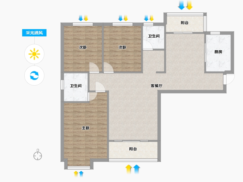 安徽省-合肥市-华冶天然居-109.00-户型库-采光通风