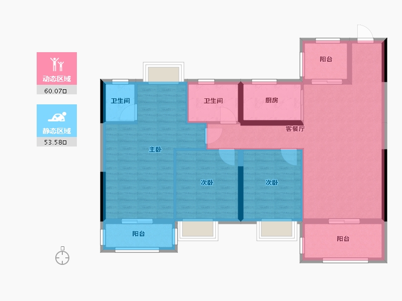 湖北省-荆门市-楚荣华府-105.00-户型库-动静分区