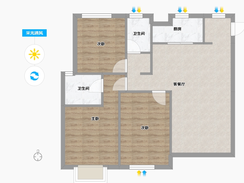 江苏省-南通市-中南熙悦-88.00-户型库-采光通风