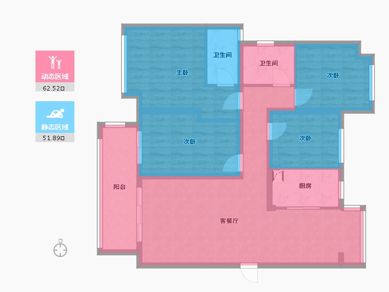 安徽省-宿州市-碧桂园中南双玺-102.00-户型库-动静分区