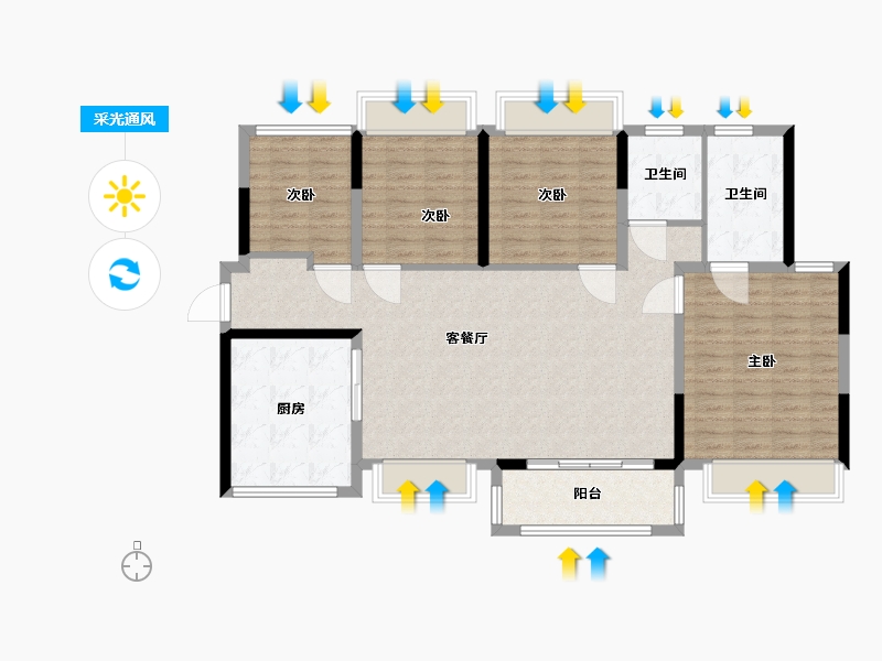 广东省-惠州市-半岛一号6期-120.00-户型库-采光通风