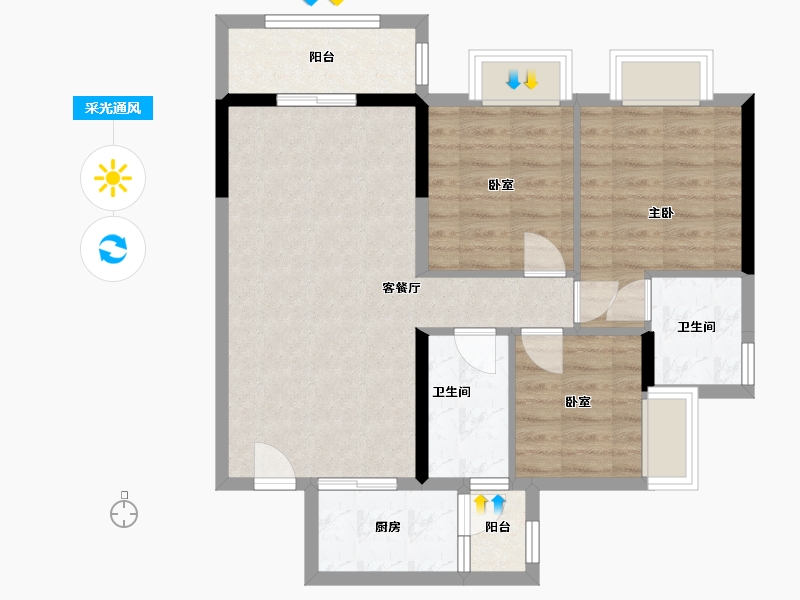 广东省-江门市-金洋·金汇湾-80.00-户型库-采光通风