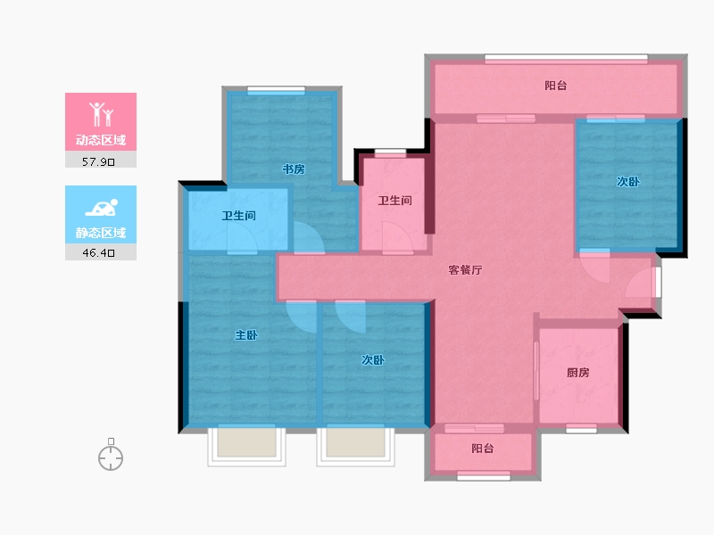 广西壮族自治区-南宁市-江南中心-88.00-户型库-动静分区