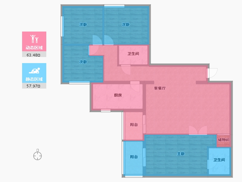 北京-北京市-北洼路28号院-105.26-户型库-动静分区