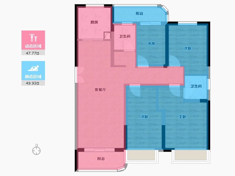 河南省-郑州市-睿达广场·幸福里-92.00-户型库-动静分区