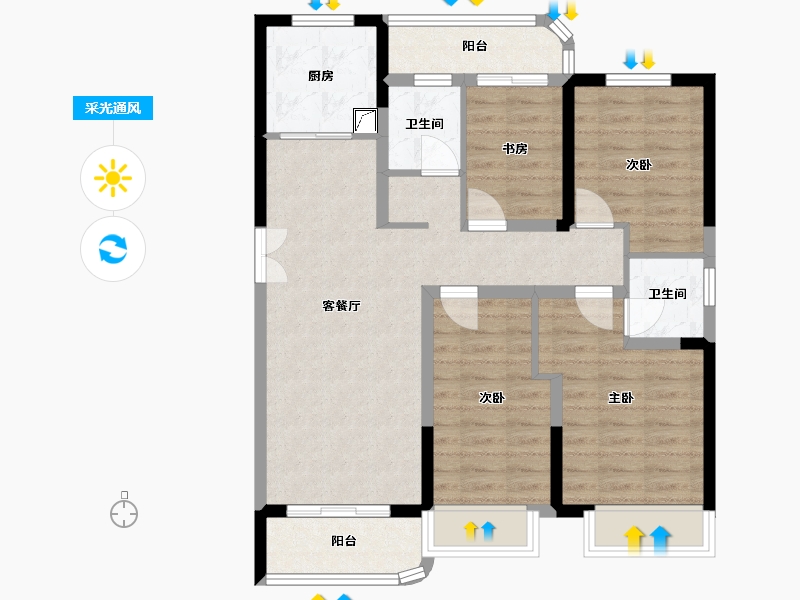 河南省-郑州市-睿达广场·幸福里-92.00-户型库-采光通风