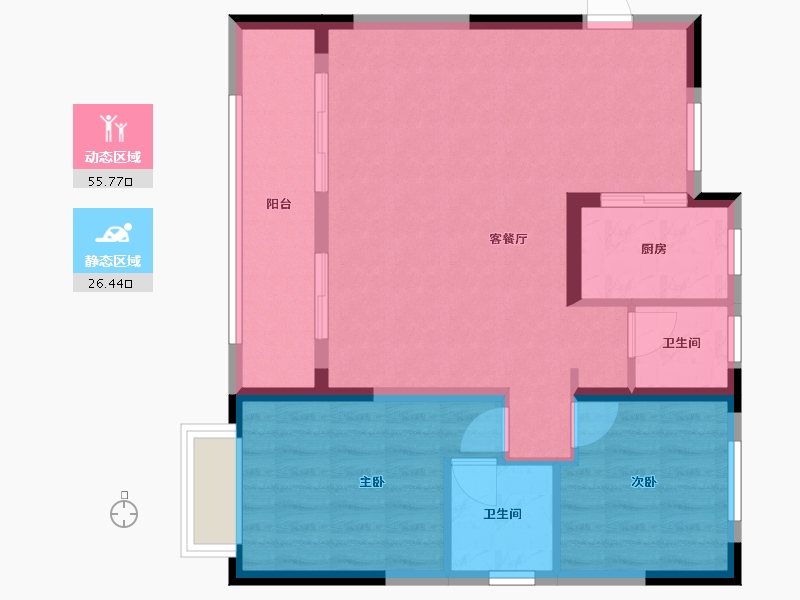 浙江省-嘉兴市-康瑞花苑-76.00-户型库-动静分区