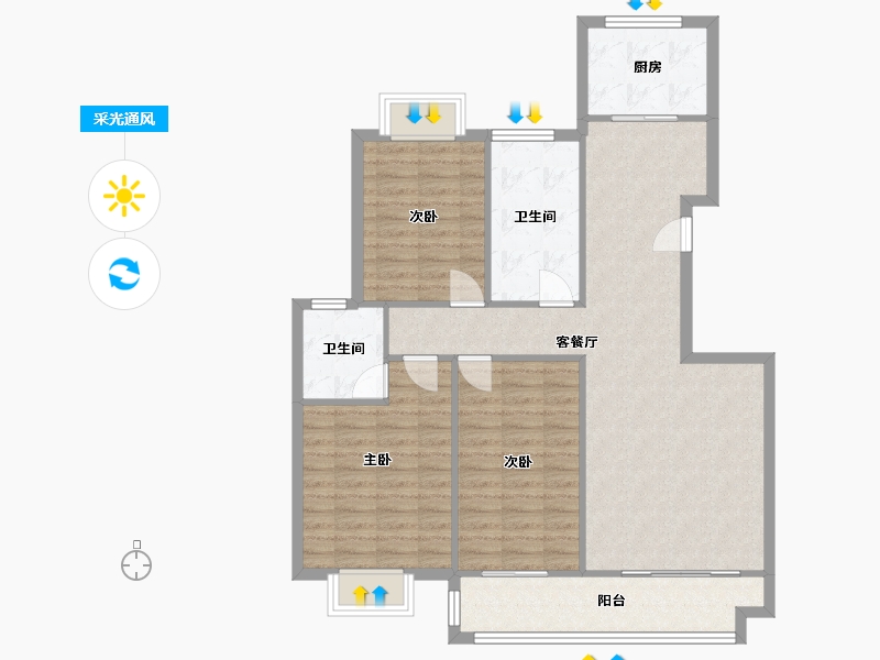 山东省-济宁市-碧水明珠小区-C区-104.40-户型库-采光通风