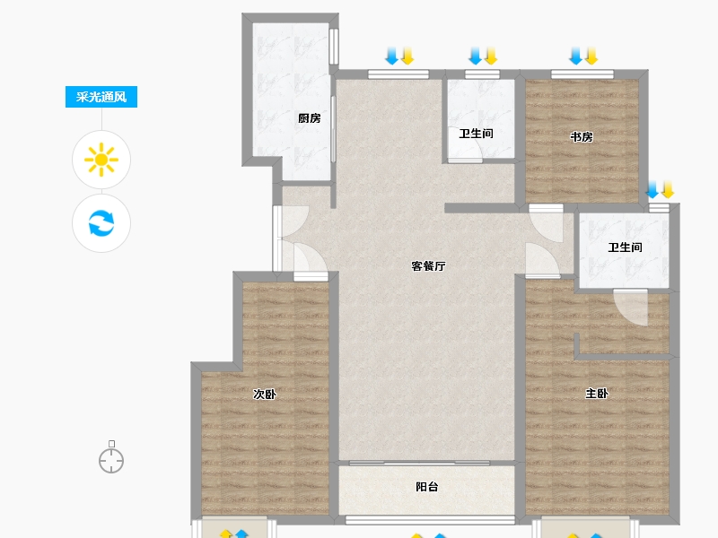 河北省-邢台市-永康世家-120.00-户型库-采光通风