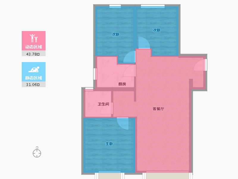 陕西省-西安市-全运村-76.00-户型库-动静分区