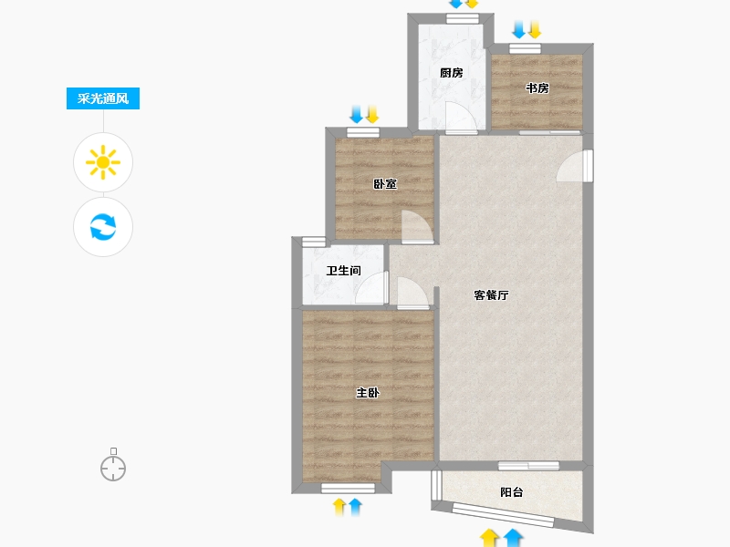 安徽省-马鞍山市-新宸金悦府-65.00-户型库-采光通风