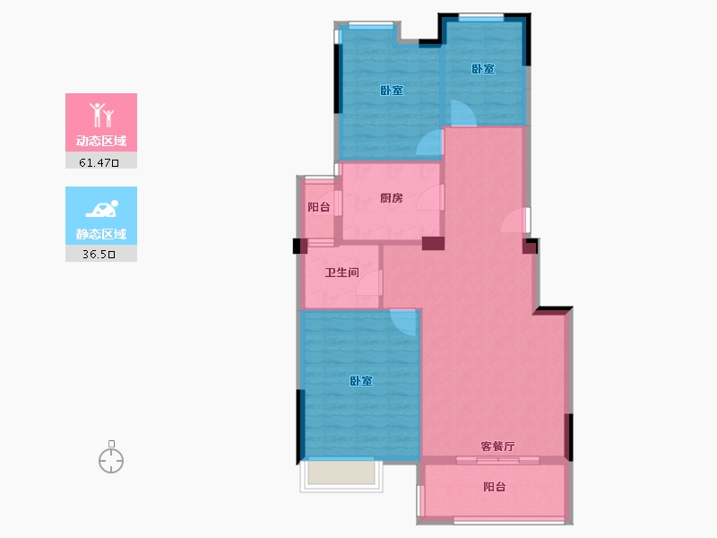 湖北省-武汉市-藏龙甲第-89.00-户型库-动静分区