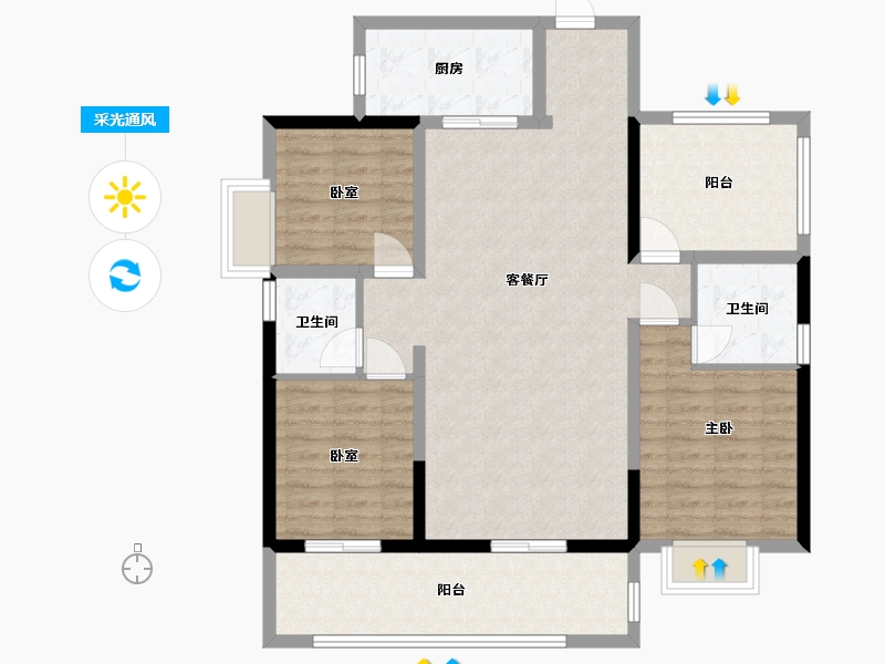 广东省-汕头市-海岸名居-90.00-户型库-采光通风