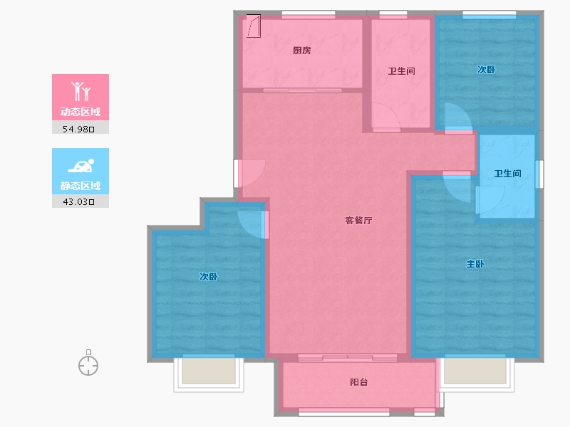 河北省-唐山市-金岸红堡天熙-93.00-户型库-动静分区