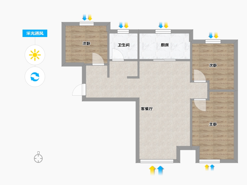 河北省-廊坊市-阳光新城-66.00-户型库-采光通风