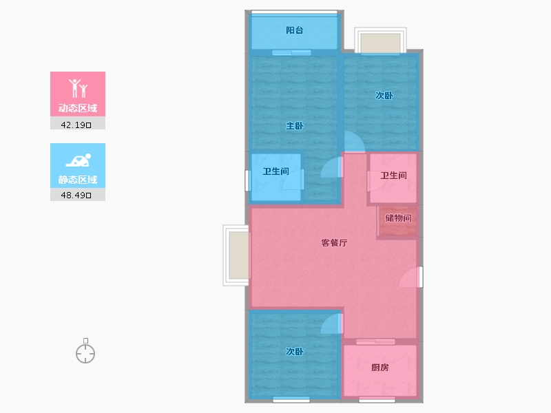 山西省-吕梁市-泽泰-111.00-户型库-动静分区