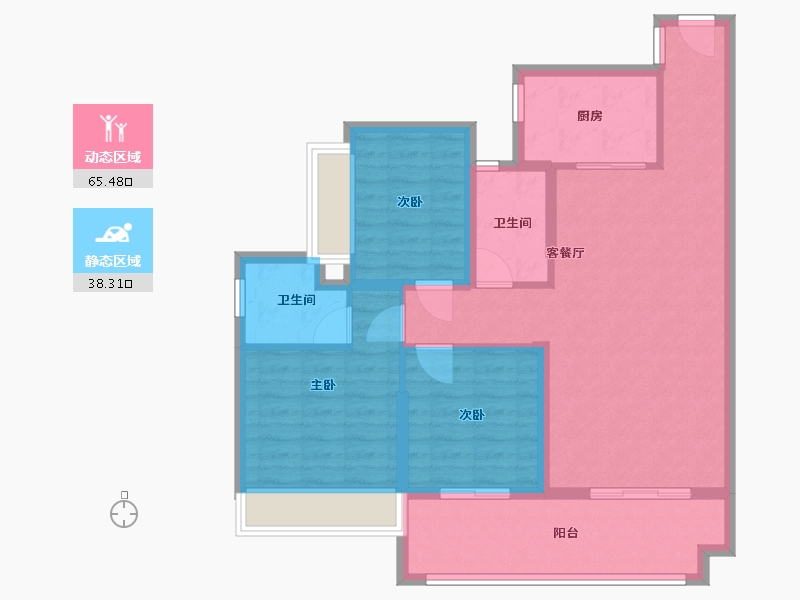 湖南省-长沙市-君悦阳光府-93.00-户型库-动静分区