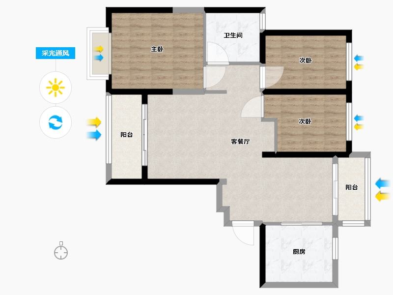 河北省-邯郸市-恒大绿洲-90.00-户型库-采光通风