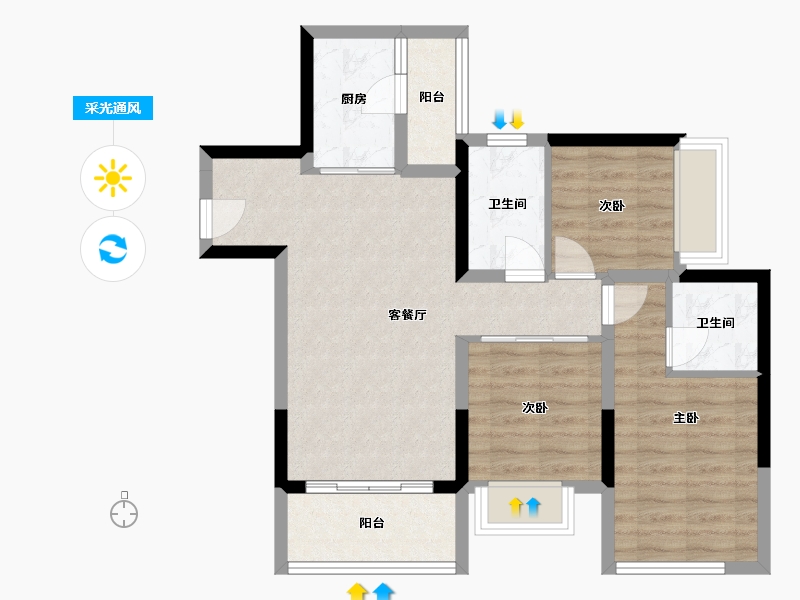 四川省-南充市-泽京西樾府-75.00-户型库-采光通风