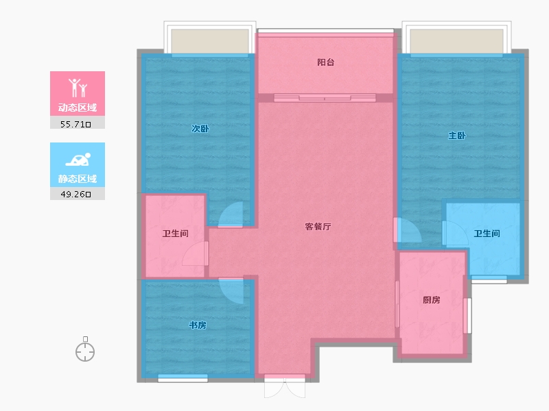 山东省-泰安市-城开林溪郡-94.89-户型库-动静分区