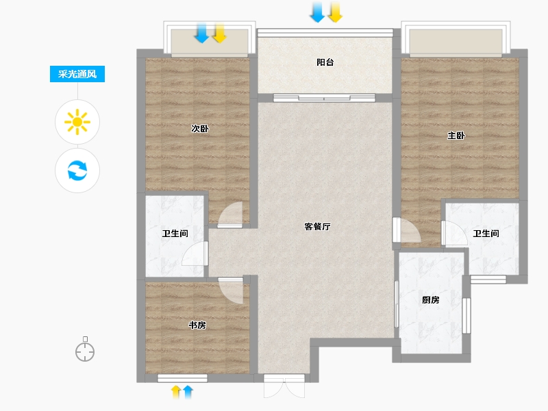 山东省-泰安市-城开林溪郡-94.89-户型库-采光通风