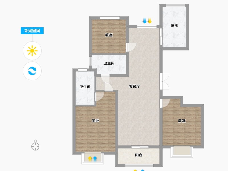 山东省-菏泽市-君子佳园-100.00-户型库-采光通风