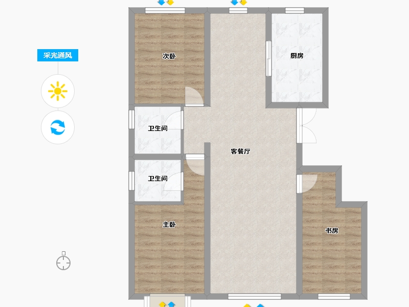 内蒙古自治区-包头市-方兴 凤凰台-103.00-户型库-采光通风