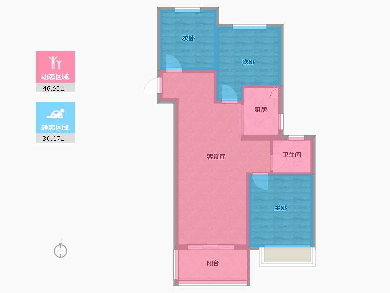 河南省-洛阳市-香榭里·畔山兰溪-74.00-户型库-动静分区