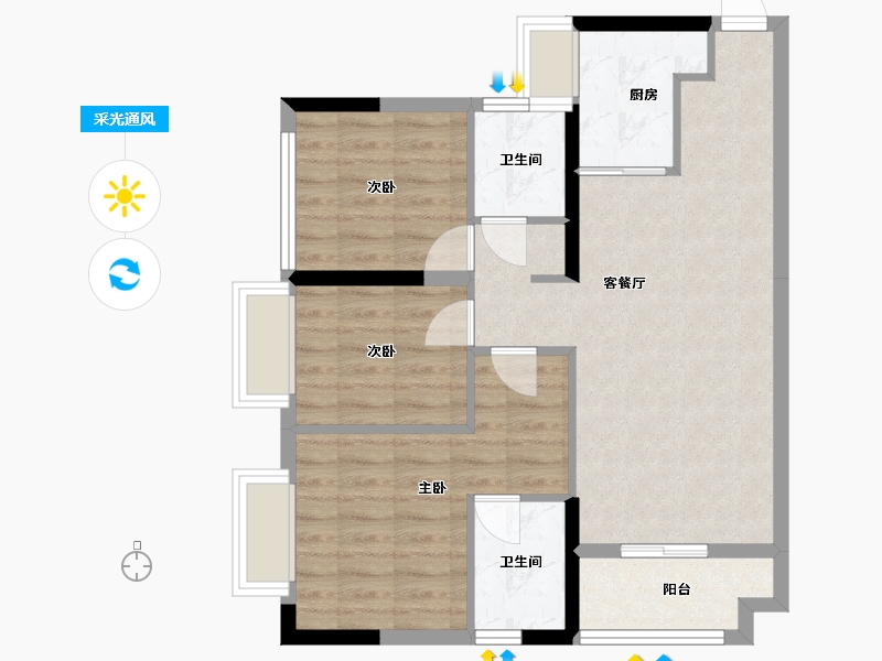 广东省-珠海市-双瑞藏龙湾-79.00-户型库-采光通风