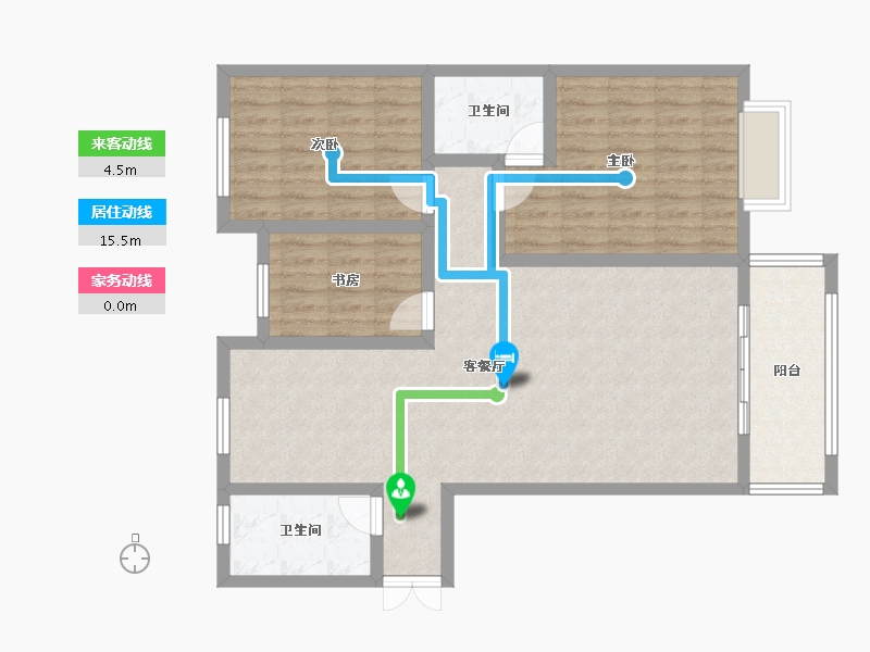 江苏省-宿迁市-陆沟小区-105.00-户型库-动静线