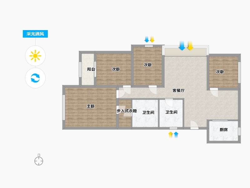 浙江省-丽水市-壹德左岸蓝湾-120.00-户型库-采光通风