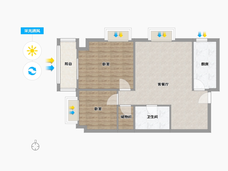 河北省-石家庄市-曲江澜山-75.00-户型库-采光通风