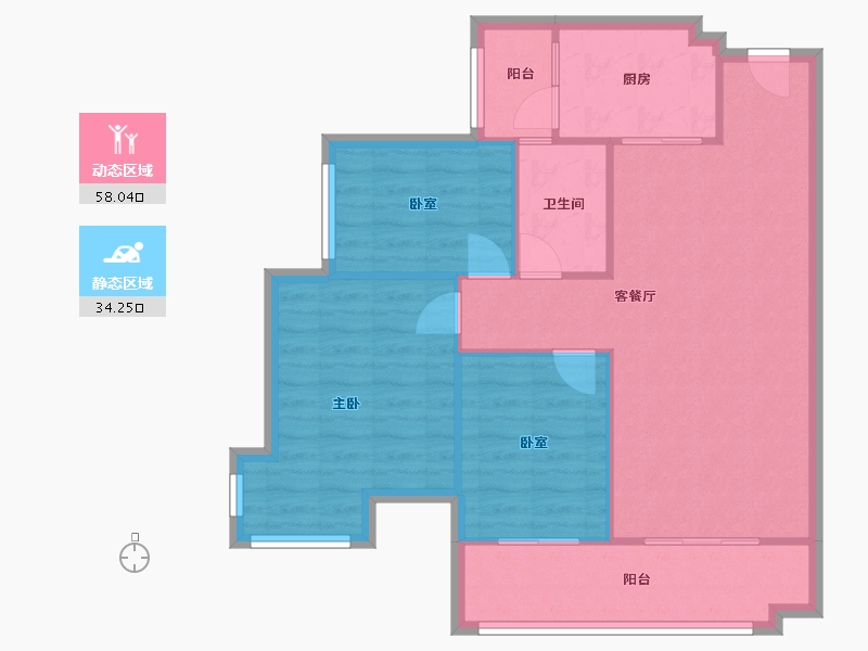 广东省-中山市-海伦堡海伦春天-84.20-户型库-动静分区