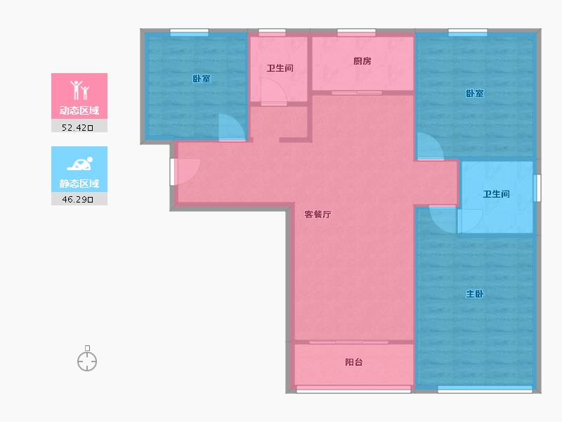 陕西省-西安市-凤凰城·天悦-90.26-户型库-动静分区