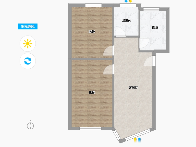 江苏省-常州市-翠竹新村-60.00-户型库-采光通风