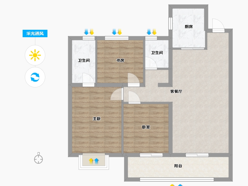 河南省-商丘市-绿地中南漫悦湾-一期-97.00-户型库-采光通风