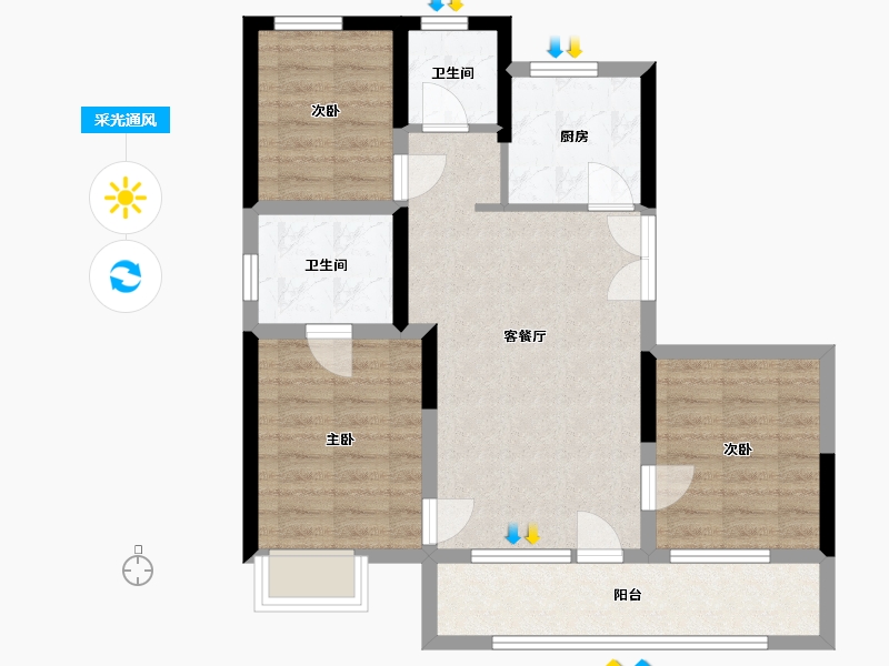 河北省-廊坊市-御东君汇-79.00-户型库-采光通风