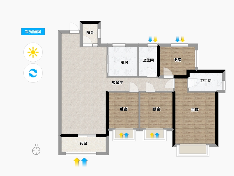 广东省-深圳市-龙光玖龙台-95.00-户型库-采光通风