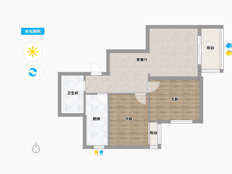 北京-北京市-永兴嘉园-59.30-户型库-采光通风