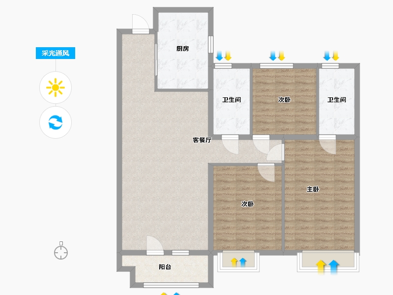 山东省-青岛市-华润城一期b区-114.50-户型库-采光通风